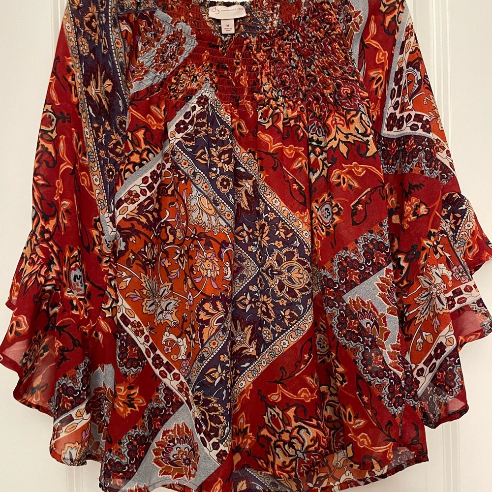 (2 piece top) Beautiful Rust Fall Paisley/Floral